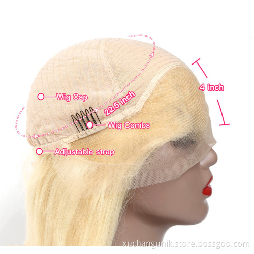 613 Blonde Transparent Lace Frontal Wigs 100% Unprocessed Virgin Brazilian Straight Human Hair 13x4 Pre Plucked Lace Front Wig